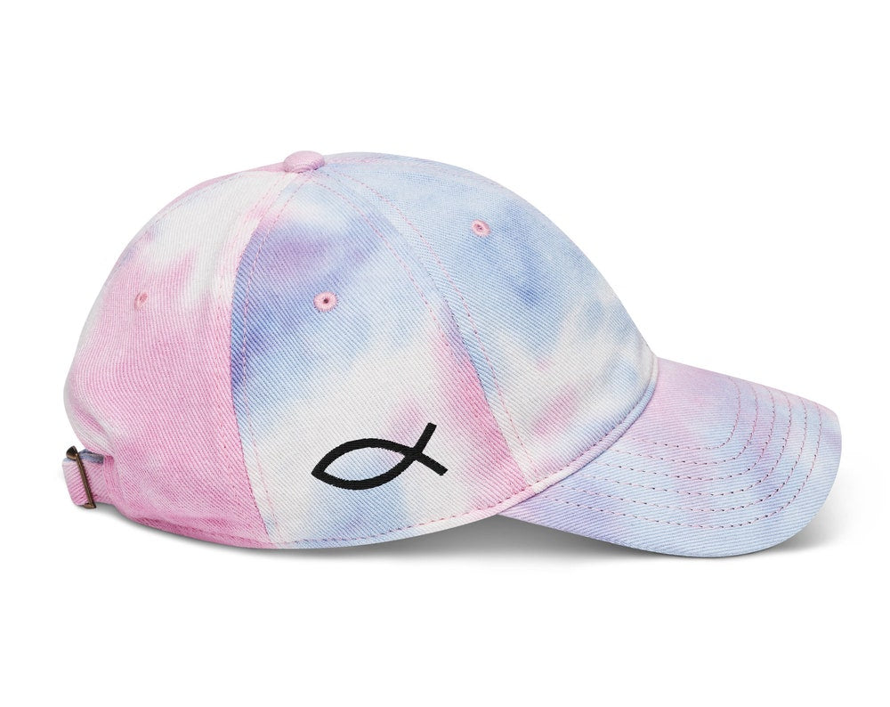 Tie-Dye Hat Embroidered Christian Fish Symbol